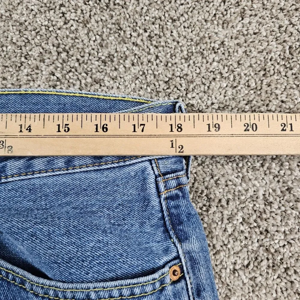 Levis 505 Jeans Mens 36x29 Blue Denim Regular Straight Grunge Distressed Skate